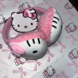 Hello Kitty Pink and White Plush Earmuffs